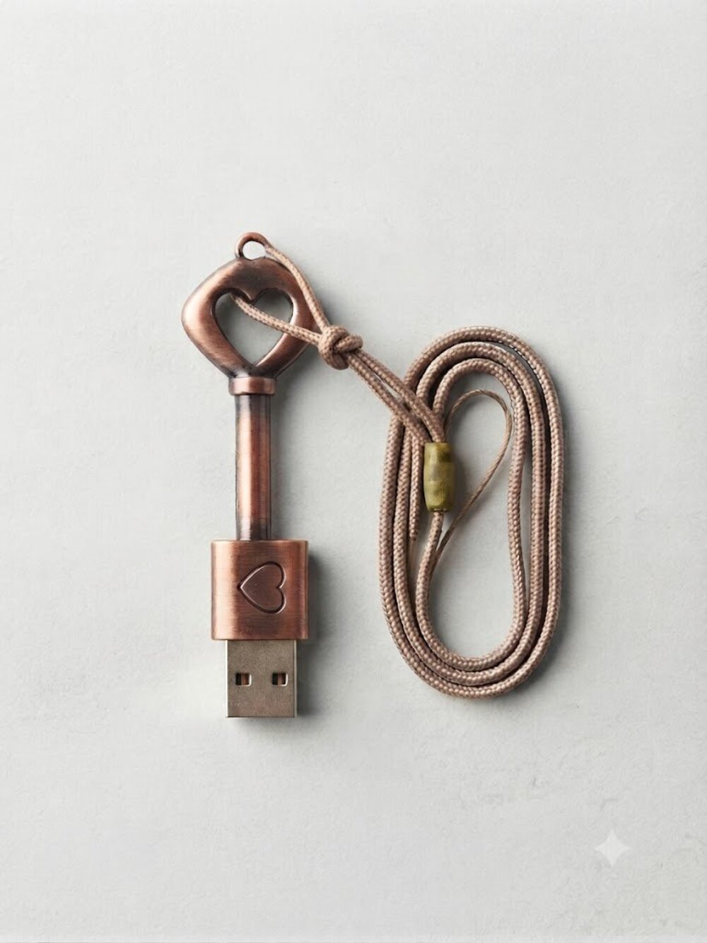 VTG Style Antique Bronze Heart Key USB Flash Drive 32GB Memory Stick Keychain